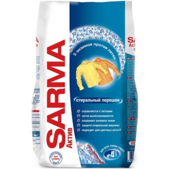 Порошок стиральный Sarma Active Горная свежесть для всех типов стирки, Невская Косметика, 800 г