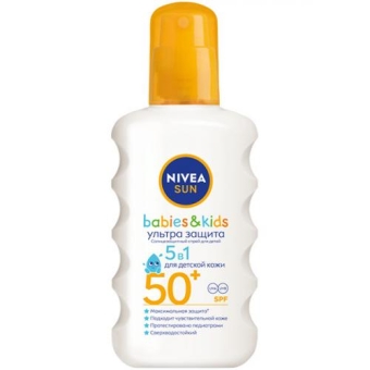 Спрей солнцезащитный Nivea Sun Babies & Kids Ультразащита SPF 50+ для детей, Beiersdorf, 200 мл