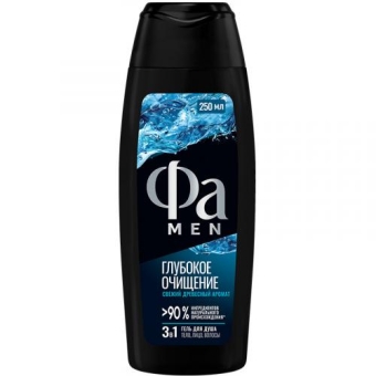 Гель для душа Фа Men Глубокое очищение 3 в 1, Лаб Индастриз, 250 мл