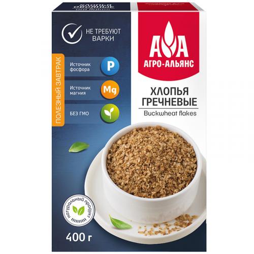 Хлопья Агро-Альянс гречневые быстрого приготовления, Агро-Альянс, 400 г