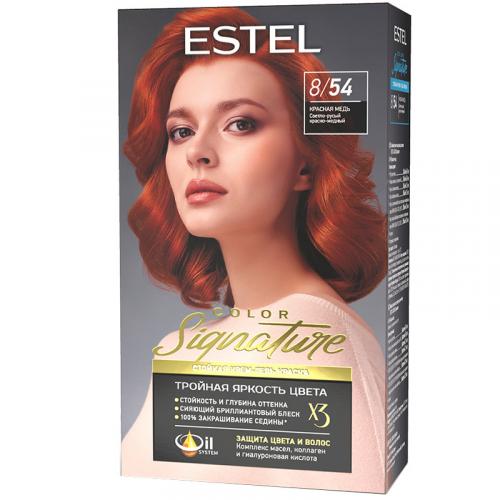 Крем-гель краска стойкая Estel Color Signature для волос, 8/54 красная медь, Эстель, 150 мл