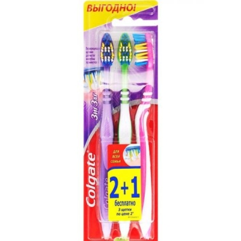 Щетка зубная Colgate 2+1 Зиг Заг средней жесткости, Colgate-Palmolive,