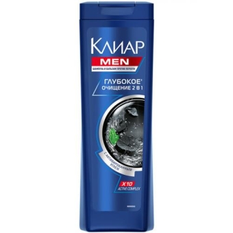 Шампунь и бальзам Клиар Men Глубокое очищение 2 в 1 против перхоти, Unilever HPC, 400 мл