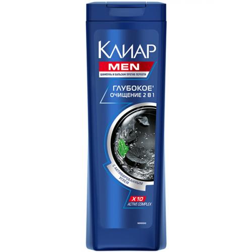 Шампунь и бальзам Клиар Men Глубокое очищение 2 в 1 против перхоти, Unilever HPC, 400 мл