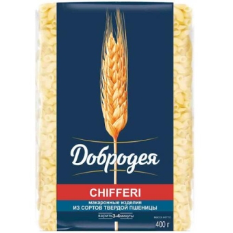 Макаронные изделия Добродея Сhifferi Рожки-дружки гладкие, Добродея, 400 г