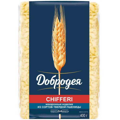 Макаронные изделия Добродея Сhifferi Рожки-дружки гладкие, Добродея, 400 г