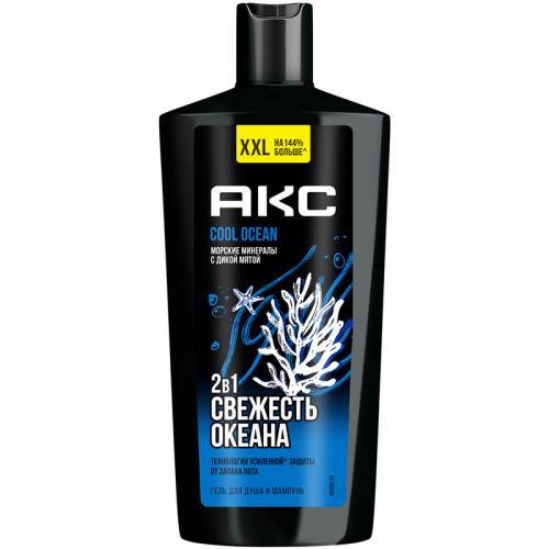 Гель для душа и шампунь Акс Cool Ocean 2 в 1, Unilever HPC, 610 мл