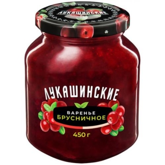 Варенье Лукашинские брусничное, ФОРВАРД, 450 г