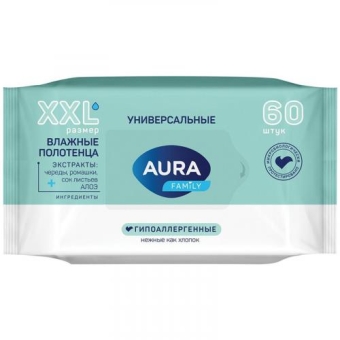 Полотенца влажные Aura Family, Коттон Клаб,