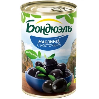 Маслины Bonduelle с косточкой, Бондюэль, 300 г