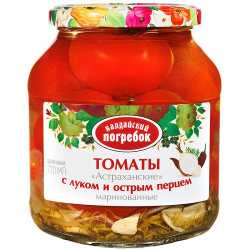 Томаты Валдайский погребок Астраханские маринованные с луком и острым перцем, Валдай, 720 мл