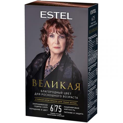 Крем-краска стойкая Estel Великая для седых волос, 6/75 темно-русый коричнево-красный, Эстель, 150 мл