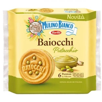Печенье песочное Mulino Bianco Baiocchi с фисташковой начинкой, Barilla, 168 г
