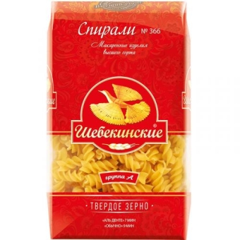 Макаронные изделия Шебекинские 366 Спирали, Инфолинк, 450 г