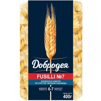 Макаронные изделия Добродея Fusilli N7 Спираль, Добродея, 400 г