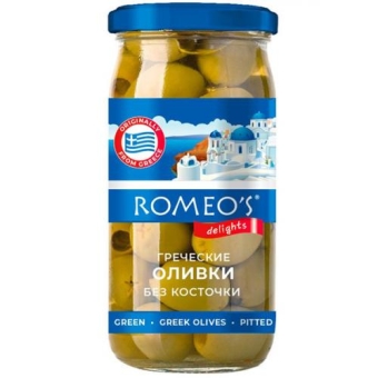 Оливки греческие Romeo's Delights Гигант без косточки, БАРС, 340 мл