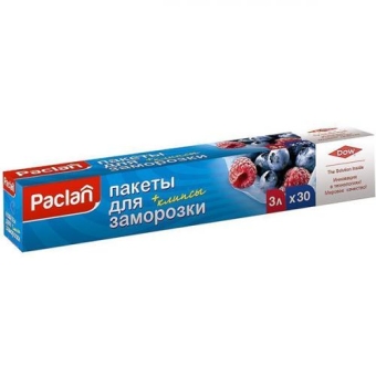 Пакеты для заморозки Paclan с клипсами, Paclan, 3 л