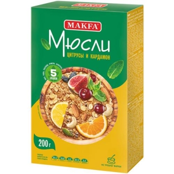 Мюсли Makfa 5 злаков Цитрусы и кардамон, Макфа, 200 г