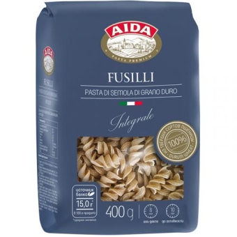 Макаронные изделия Aida Fusilli Integrale Спираль, цельнозерновые, АГРО-Альянс, 400 г