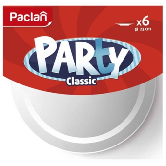 Тарелки пластиковые Paclan Party Classic белые, 23 см, Paclan