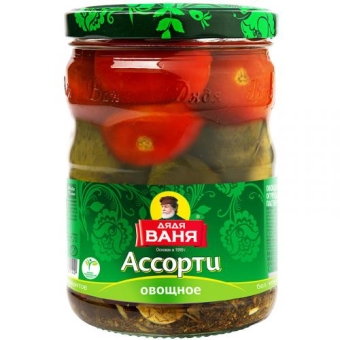 Ассорти Дядя Ваня Огурцы и томаты овощное маринованное, Дядя Ваня Трейдинг, 950 г