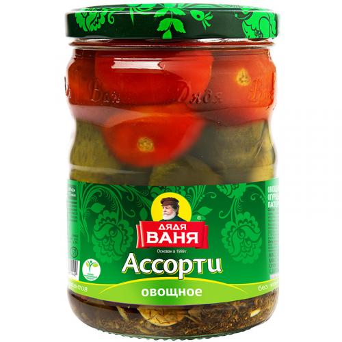 Ассорти Дядя Ваня Огурцы и томаты овощное маринованное, Дядя Ваня Трейдинг, 950 г