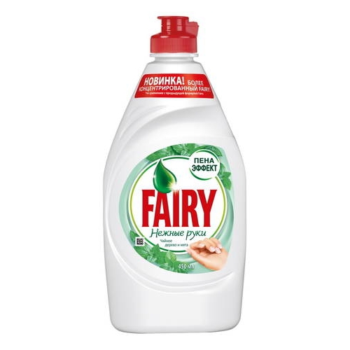 Средство для мытья посуды Fairy Нежные руки, Чайное дерево и мята, Procter & Gamble, 450 мл