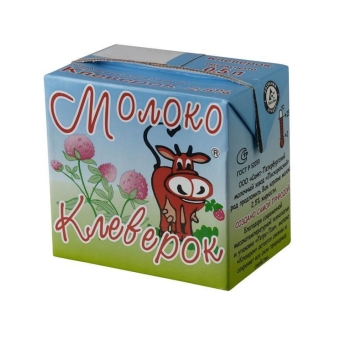 Молоко «Клеверок» ультрапаст.2,5% Гост, Пискарёвский МЗ, 0,5 л