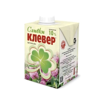 Сливки «Клевер» 10% Гост, Пискарёвский МЗ, 0,5 л