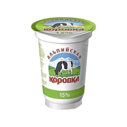 Сметанный продукт «Альпийская коровка» 15%, Озерецкий МК, 400 г