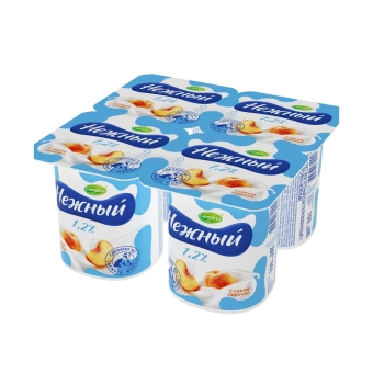 Йогурт «Нежный» Персик 1,2%, Кампина, 100 г
