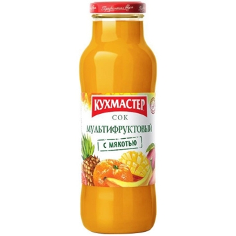 Сок Кухмастер мультифруктовый с мякотью, Кухмастер, 0.68 л