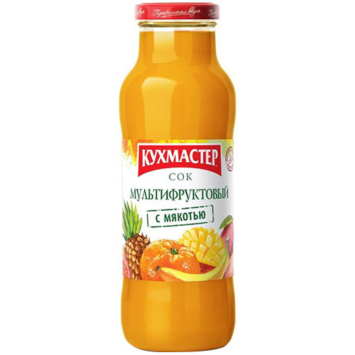 Сок Кухмастер мультифруктовый с мякотью, Кухмастер, 0.68 л