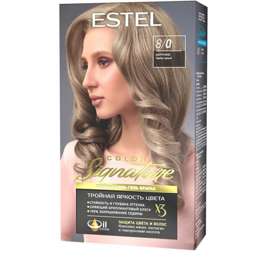 Крем-гель краска стойкая Estel Color Signature для волос, 8/0 капучино, Эстель, 150 мл
