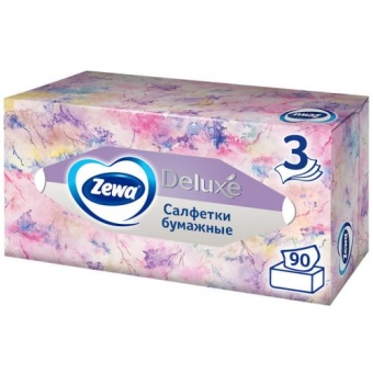 Салфетки бумажные Zewa Deluxe Design в коробке, 3 слоя, Эссити