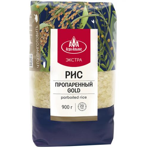 Рис Агро-Альянс Экстра пропаренный gold, Агро-Альянс, 900 г