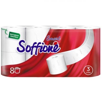 Бумага туалетная Soffione Smart 3-х слойная, Архбум Тиссью Групп