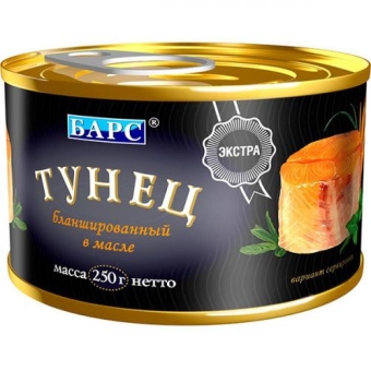 Тунец Барс бланшированный в масле, Барс, 250 г