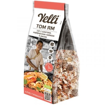 Суп Yelli Том Ям с шиитаке, каффирским лаймом и рисом, Ярмарка, 100 г