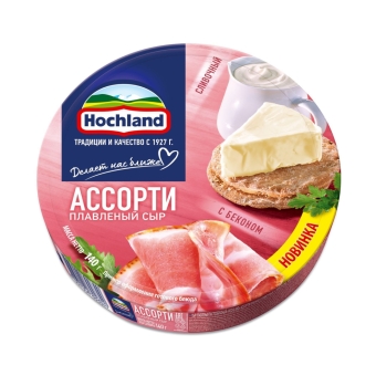 Сыр плавленый «Хохланд» Сырное ассорти 50% (круг), Хохланд, 140 г