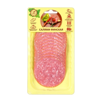 Салями (нарезка) колбаса Финская варено-копченая, Иней, 150 г