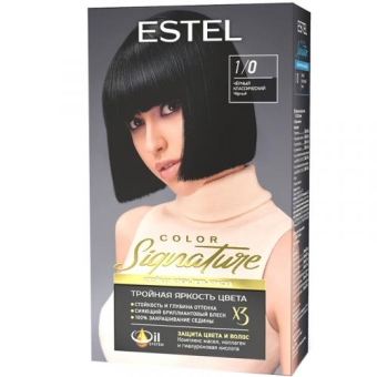 Крем-гель краска стойкая Estel Color Signature для волос, 1/0 черный классический, Эстель, 150 мл
