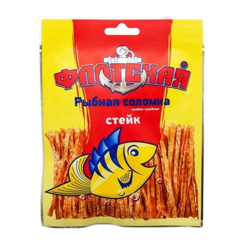 Соломка рыбная «Флотская» сушеная со вкусом Стейка, Россия, 15 г
