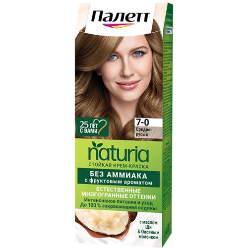 Крем-краска стойкая Палетт Naturia без аммиака для волос, 7-0 Средне-русый, Лаб Индастриз, 110 мл