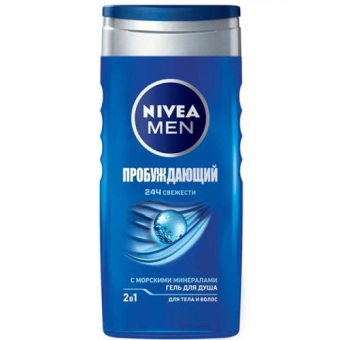 Гель для душа Nivea Men Пробуждающий 2в1 для тела и волос, Beiersdorf, 250 мл