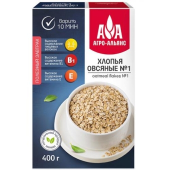 Хлопья Агро-Альянс овсяные, Агро-Альянс, 400 г