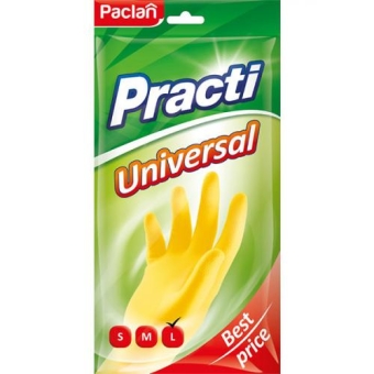 Перчатки резиновые Paclan Practi Universal желтые, размер L, Paclan