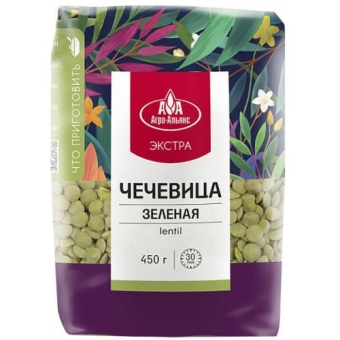 Чечевица Агро-Альянс Экстра зеленая, Агро-Альянс, 450 г