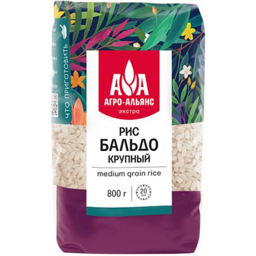 Рис Агро-Альянс Экстра Бальдо крупный среднезерный, АГРО-Альянс, 800 г