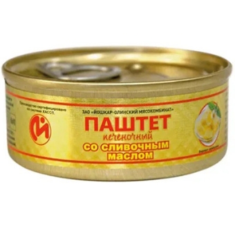 Паштет печеночный Йошкар-Олинский мясокомбинат со сливочным маслом, Йошкар-Олинский мясокомбинат, 100 г